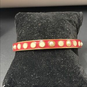 2.4.26-7 Kate Spade Goldplated Dark Pink & White Enameled with Pearls Bracelet